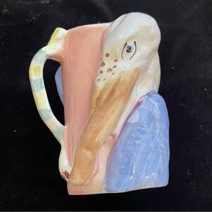 Handmade Ceramic Pitcher Pelican Design 6”x6” OOAK By Victoria Heisler